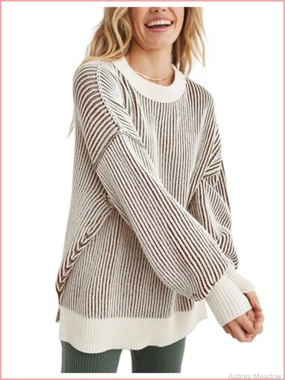 Chenille Sweater Women Crew Neck Color Block Knit Pullover Winter